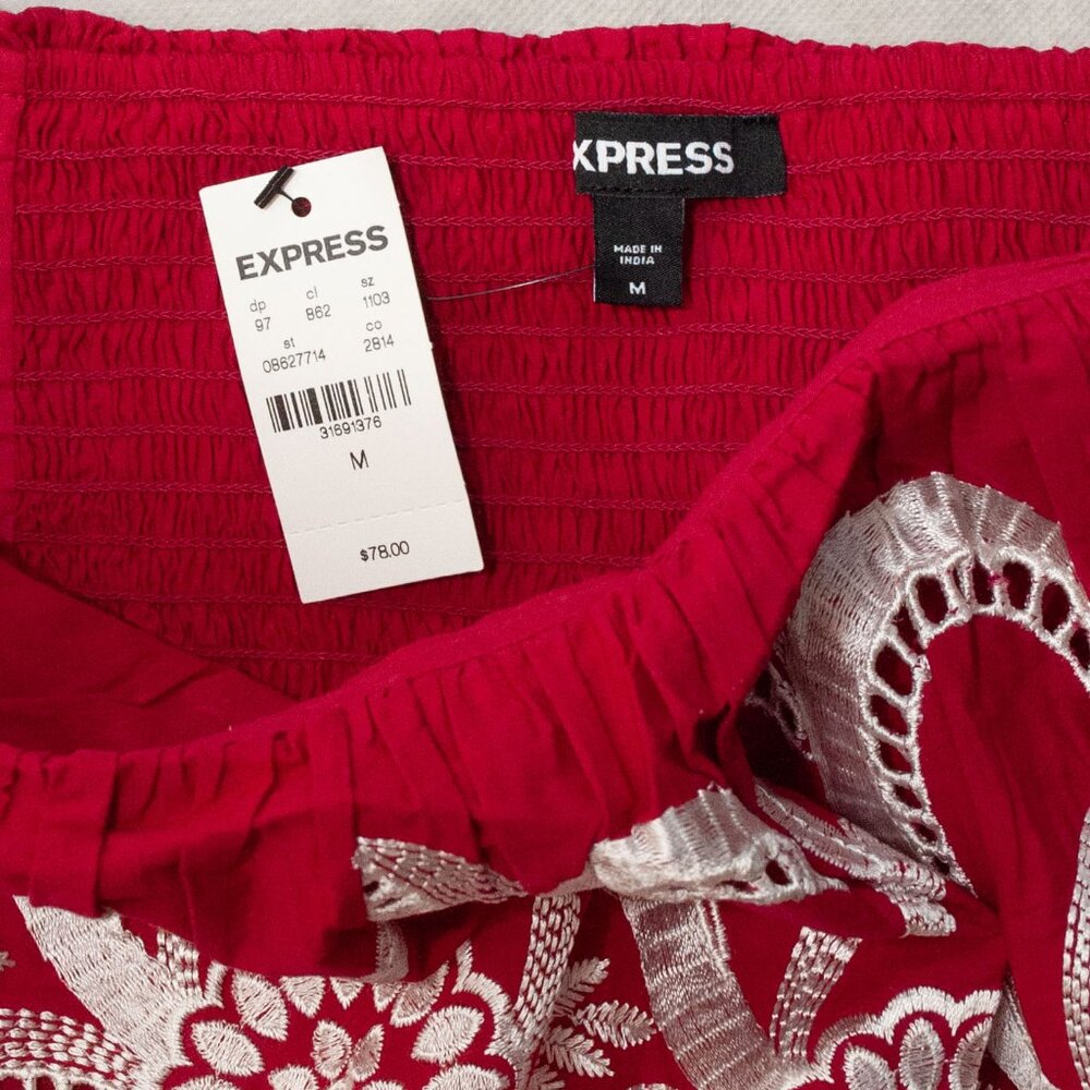 NWT Express Off Shoulder Embroidered Ruffle Top size M - Picture 11 of 13